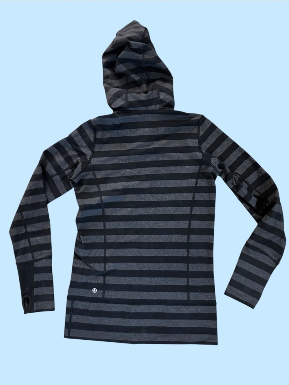 Lululemon Full Zip Hooded Stride Jacket Black Grey Micro Macro Stripe - Sz Small - Picture 10 of 13